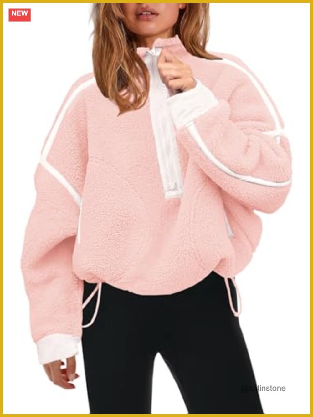 Womens Half Zip Fleece Pullover Sherpa Jacket Teddy Zip Up Sweatshirt